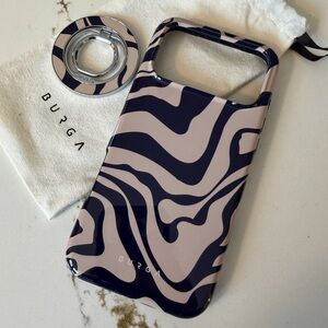 Navy and Cream IPhone 17 Max Pro Phone Case and Magnetic Ring
